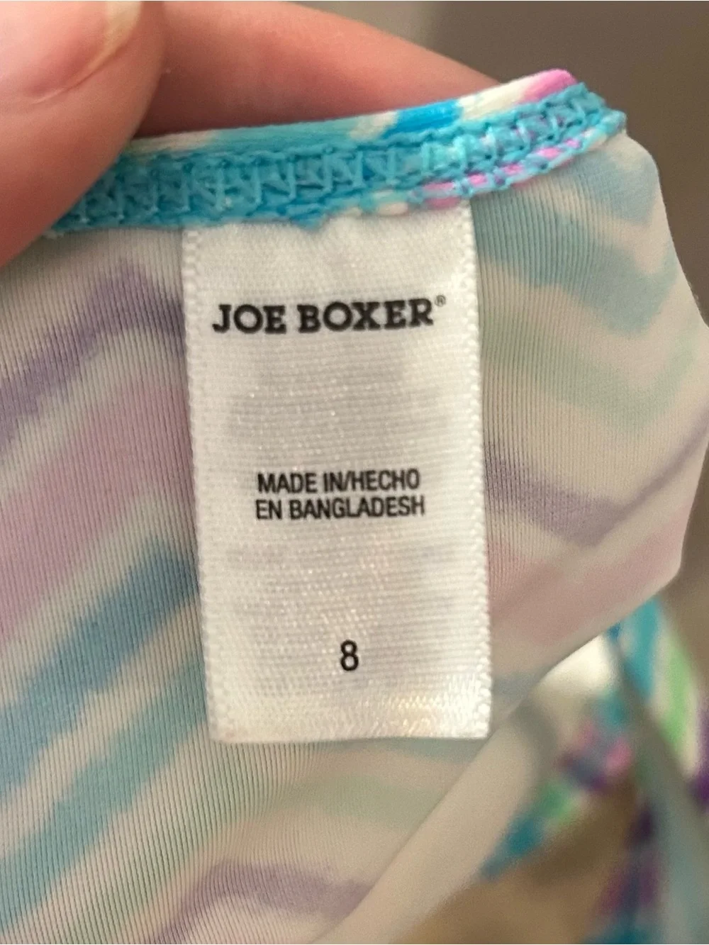 Joe Boxer Girls Size 8 Chevron Tankini Swimsuit Top Blue Purple Pink Racerback